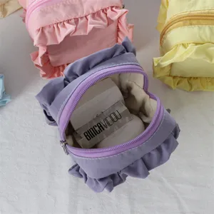 Ins Stil Rüschen Kosmetiktasche quadratisch süße Make-up Tasche große Kapazität Aufbewahrung