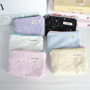Star Sequin Canvas Coin Purse Portable Zipper Mini Makeup Bag For Women Keys Lipstick Storage Bag Travel Pouch