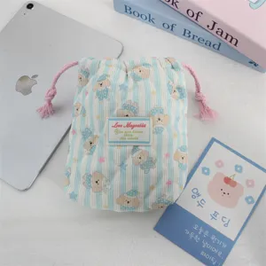 Lindo bolso acolchado con cordón, suave bolsa de almacenamiento con diseño de perrito.