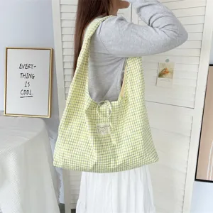 Casual vintage ruitjes schoudertas met grote capaciteit en mooi patchwork design voor dagelijks.