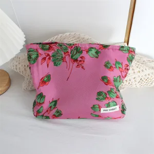 Borsa per trucco floreale vintage portatile di grande capacità pochette da viaggio organizzatore