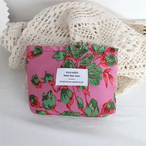 Borsa cosmetica floreale retrò pochette portatile elegante custodia da viaggio per articoli