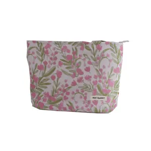 Borsa per cosmetici floreale vintage astuccio portatile per trucco da viaggio