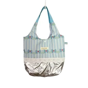 Sac cabas à rayures patchwork tendance doux ruban nœud dentelle grand sac à main