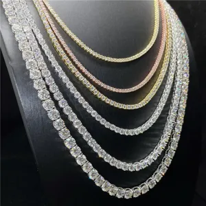 Mehrlagige Zirkonia Tennis Halskette Set in Silber Gold Roségold glänzender Schmuck.