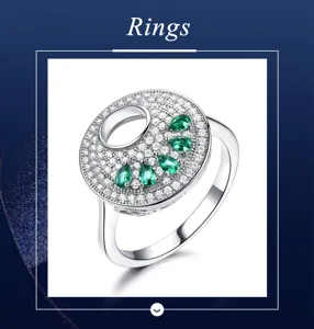 Exquisiter 925 Silber Ring mit Zirkonia Pavé und grünen Birnensteinen, elegantes Schmuckstück.