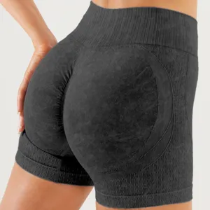 Pantalones cortos de yoga sin costuras cintura alta mujer, shorts de fitness push up.