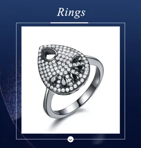 925 Sterling Silber Tropfen Pavé Diamant Ring Eleganter Luxus Modeschmuck Geschenk