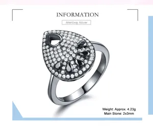 925 Silber Tropfen Pavé Diamant Ring, elegantes dunkles Finish Vintage Schmuckstück.