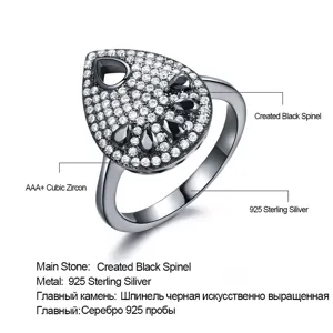 925 Sterlingsilber Birnenform Ring Retro Luxus Mikro Pave Strass Wassertropfen Statement Ring Für Herren Damen Unisex