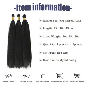Extensions de Cheveux Synthétiques Tissage Longs Noirs Lisses Pour Femmes Fibre Résistante à la Chaleur Tissage Large Pour Fête Quotidienne