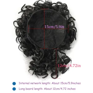 Synthetic curly hair bun extension with drawstring and clips, messy updo hair piece 15cm