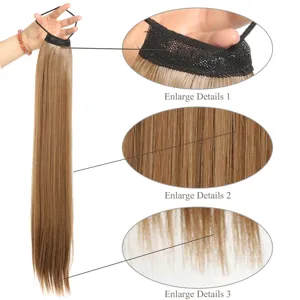 Women Long Straight Ponytail Extension Heat Resistant Synthetic Fiber Elastic Band Hair Piece Soft Natural Fake Hair Extension