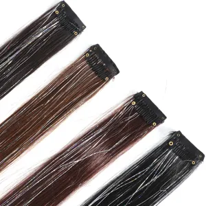 Extensions de Cheveux Synthétiques à Clip Tendance Avec Fil Métallique Brillant Laser Multicolore Raide Mèches Longues Postiches pour Femmes Fête Festival Accessoires Cheveux