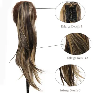 Extension per capelli a coda di cavallo sintetica con molletta e onde naturali.