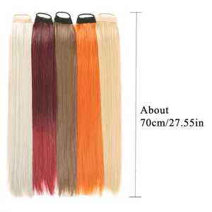 Long synthetic straight ponytail hair extension 70cm rubber band piece multi-color