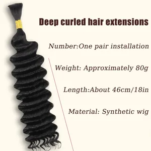 Extensions de cheveux bouclés profonds synthétiques 46cm 80g pack de paire unique.