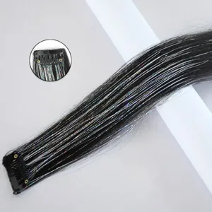 Détail d'extension à clip tinsel cheveux, 60cm mèche colorée laser scintillante 10g