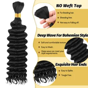 Extensions de Cheveux Bouclés Profonds Synthétiques Faisceaux de Cheveux Tressés en Fibre Résistante au Chaleur Style Exotique Femme