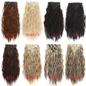 Extension per capelli sintetici a clip onde di mais ricci ciocche multicolore dettagli.