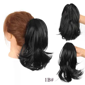 Extension de queue de cheval bouclée synthétique avec pince, perruque noire naturelle femme.