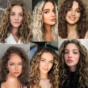 Extension di capelli sintetici mossi corti set da 4 pezzi 30cm 130g ricci per donne
