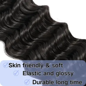 Mèche de cheveux ondulés noirs extensions synthétiques douces et brillantes pour femmes