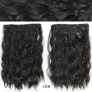 Extension per capelli ondulati sintetici con clip, 30cm 130g ciocche ricci corte 4pz