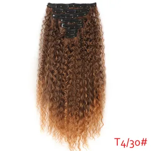 Vue détaillée de 50cm extensions de cheveux bouclés synthétiques clip lot de 7 en T4/30.