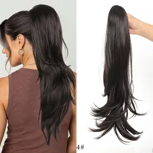Synthetisch Paardenstaart Haar Extensie Donkerbruin Lang 50cm Natuurlijke Look Mooi