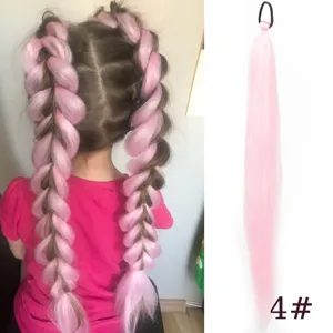 Synthetic pink hair extension ponytail braid 65cm 50g hair tie piece for women girls.