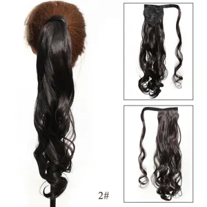 Synthetische golvende paardenstaart haarverlenging met klittenband, kleurdetail 2#.