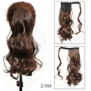 Synthetische golvende paardenstaart haarverlenging met klittenband krullig detail