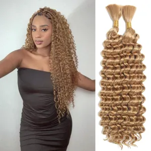 Extensions de cheveux bouclés deep wave synthétiques 46cm 160g mèches blondes femme