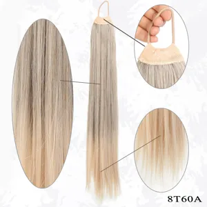 Synthetic long straight ponytail hair extension 70cm ombre blonde color hairpiece for women.