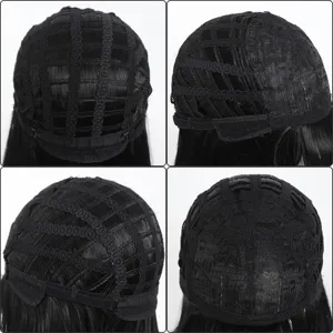 Detailed view of the breathable inner wig cap mesh and adjustable straps for comfortable fit.