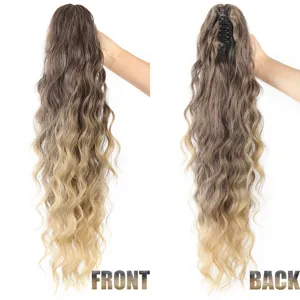 Extension de cheveux queue de cheval synthétique ondulée pince griffe 66cm 190g
