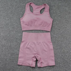 Ensemble de fitness sans coutures soutien-gorge de sport et short taille haute yoga