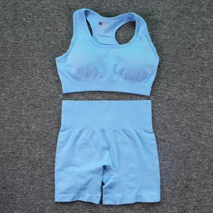 Ensemble de fitness sans couture soutien-gorge de sport et short taille haute yoga haut