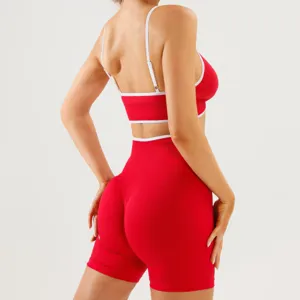 Women Color Block Activewear Set Breathable Quick Dry Yoga Top And Bottom Open Back Fitness Running Gym Outfit