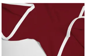 Bordeauxrode sport fitness shorts gedetailleerd uitzicht met contrasterende witte bies