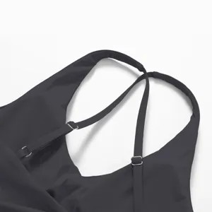 Sport-BH Rückengurt Detail Nahaufnahme, hoher Halt Fitness Top, stilvolles Schwarz