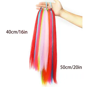 Extension de cheveux perruque arc-en-ciel colorée avec bande élastique pour fête