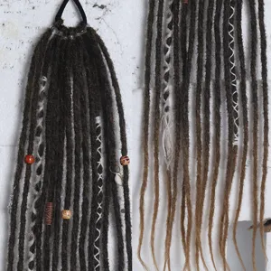 60cm synthetic dreadlocks hair extension boho braided ponytail wig piece hair accessory detail