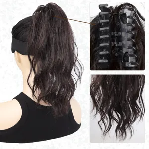 Dames Synthetische Lange Krullende Klauwclip Paardenstaart Extensie Fluffy Waterval Golvend Haarteil Hoge Temperatuur Vezel Vals Haar Voor Dagelijks Feest
