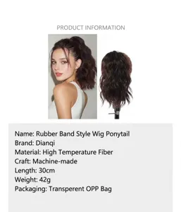 Synthetic wavy ponytail hair extension 30cm, natural curly hair piece for daily wear detail.