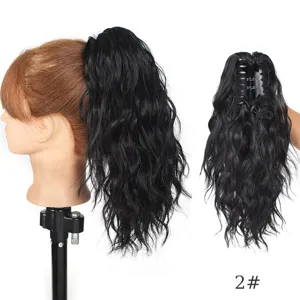 Synthetic claw clip ponytail wig with voluminous curly hair texture for women daily styling.