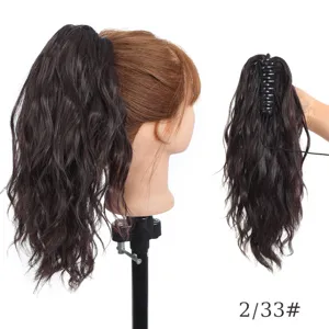 Synthetic wavy ponytail hair extension with claw clip, long curly hair piece for women.