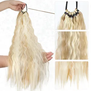 Estensione della Coda di Cavallo Riccia Afro Kinky per Donna Parrucca in Fibra Sintetica ad Alta Temperatura Con Elastico per lo Styling Quotidiano
