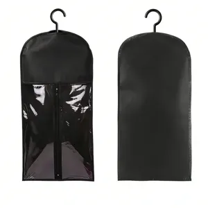 Breathable Non-Woven Wig Storage Bag With Clear PVC Window Zipper Hanging Dustproof Cover Case For Hair Extension Protection Holder Home Organizer
